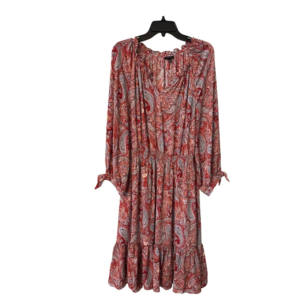 Talbots Red Paisley Long Sleeve Dress